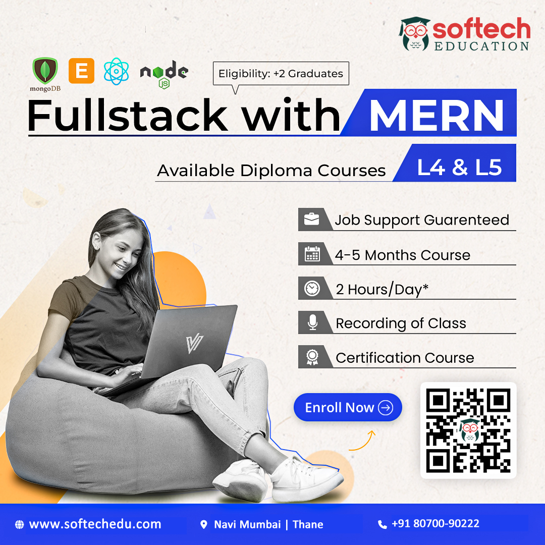 Learn top Fullstack MERN programming advance online or offline classes after 12th or postgraduate in Thane and Navi Mumbai